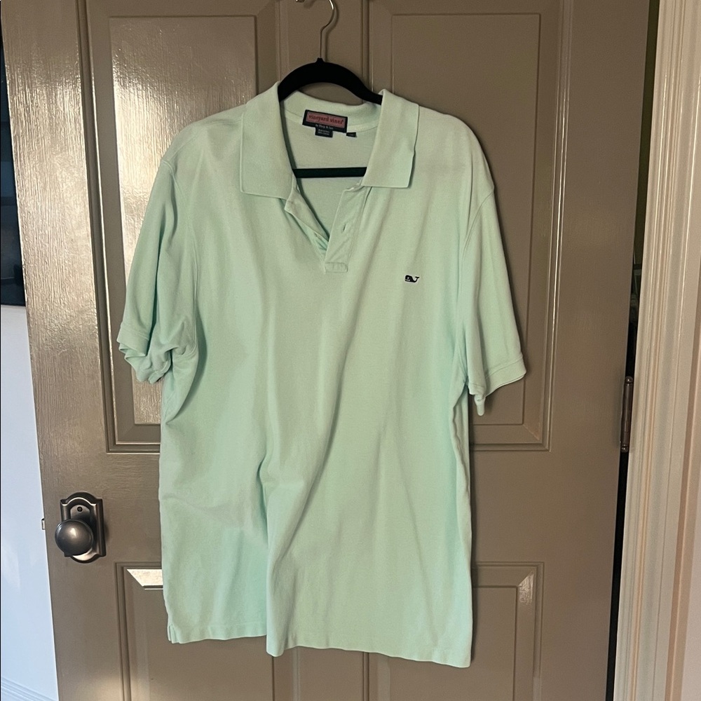 Vineyard Vines Men's light green/blue Polo Shirt